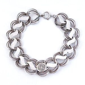 Vintage Sterling Silver 925 University of Texas State Emblem Link Bracelet 7"